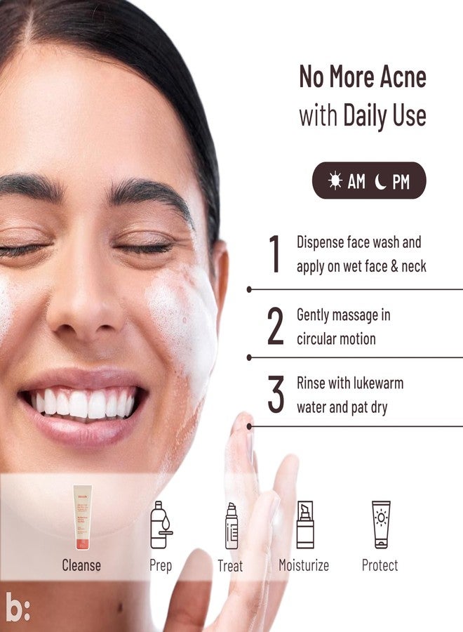 biocule No More Acne Face Wash for Acne, Blemish & Oil Control with 2% Natural Salicylic Acid (BHA) from Willow Bark, Cica & Zinc PCA, Anti Acne Face Cleanser for Oily Skin & Acne Prone Skin, 100ml - Image 5