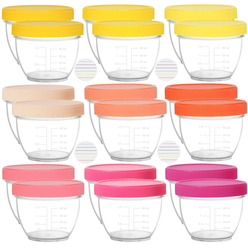 Youngever 18 Sets Baby Food Storage, 2 Ounce Baby Food Containers with Lids, 9 Pink Colors, with Lids Labels - Image 1