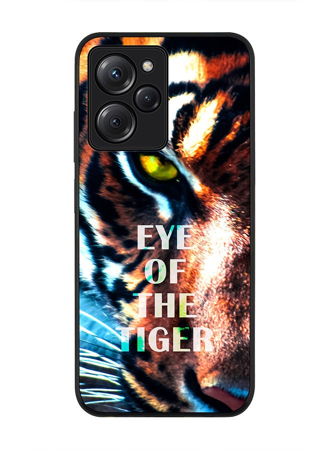Stylizedd Rugged Black edge case for Poco X5 Pro Slim fit Soft Case Flexible Rubber Edges Anti Drop TPU Gel Thin Cover - Eye Of The Tiger - Image 1