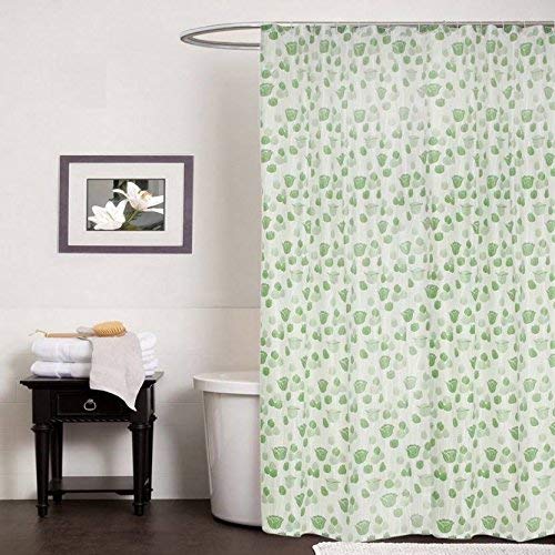SHAVIN PVC Printed Shower Curtain,Style Curtain,Waterproof Curtain with 8 Hooks(Length-7Feet) Colour-Green - Image 1