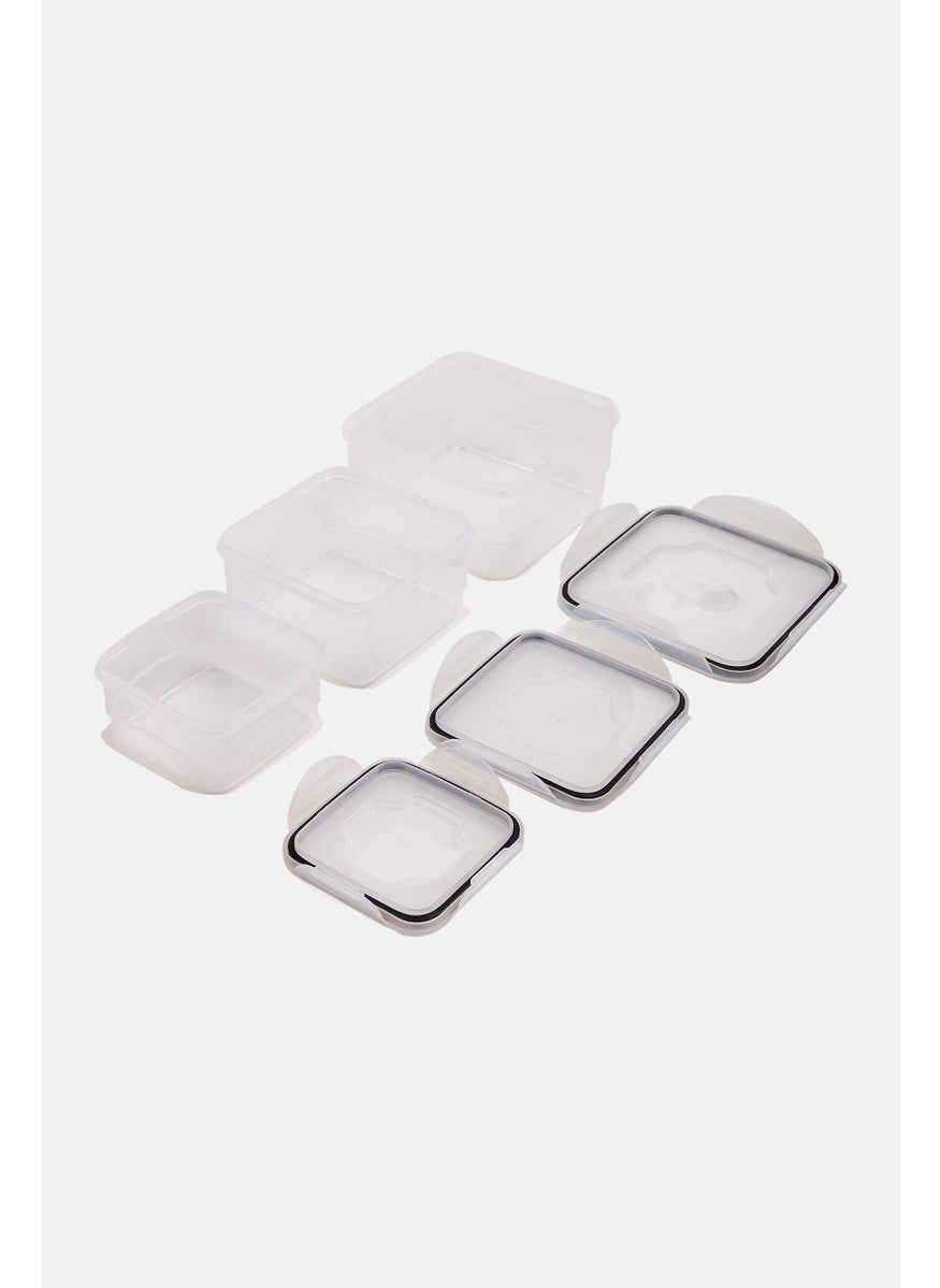 Just Cook - 6 Pieces Square Locktops Container Set, Transparent - Image 1