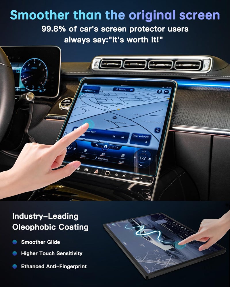 Ruiya 2021-2026 S Class Sedan Screen Protecto for Mercedes Benz S580/S500/Maybach(S 580/S 680) 12.8" Display Touchscreen 9HD Tempered Glass Compatible with 2021-2026 Mercedes Benz S Class - Image 3
