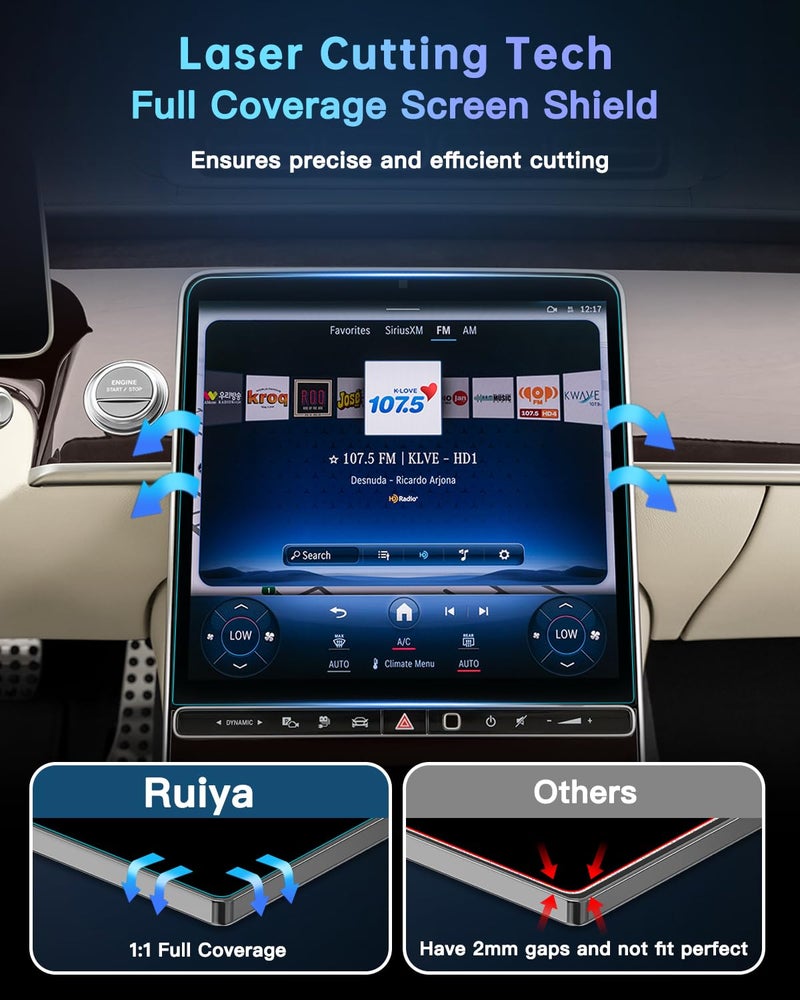 Ruiya 2021-2026 S Class Sedan Screen Protecto for Mercedes Benz S580/S500/Maybach(S 580/S 680) 12.8" Display Touchscreen 9HD Tempered Glass Compatible with 2021-2026 Mercedes Benz S Class - Image 2