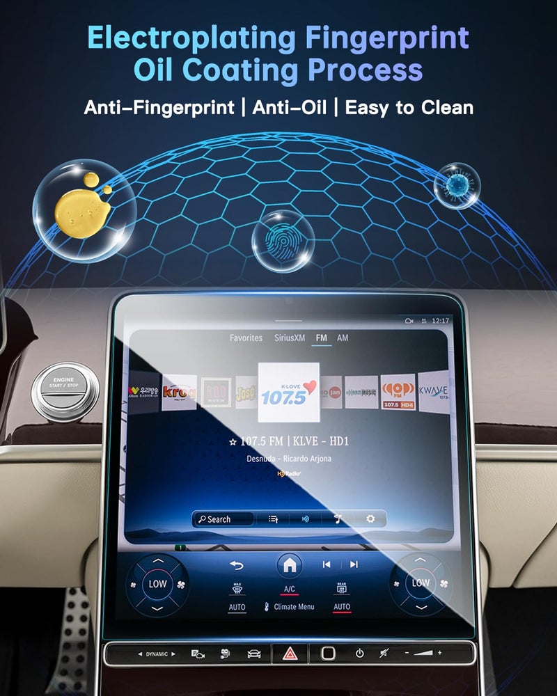 Ruiya 2021-2026 S Class Sedan Screen Protecto for Mercedes Benz S580/S500/Maybach(S 580/S 680) 12.8" Display Touchscreen 9HD Tempered Glass Compatible with 2021-2026 Mercedes Benz S Class - Image 4