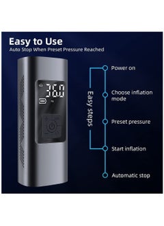 Arabest Portable Air Pump 150PSI  Air Compressor Tire Inflator Wireless Pump with Pressure Gauge for Car/Bike/Motorcycle/Ball  - Image 4