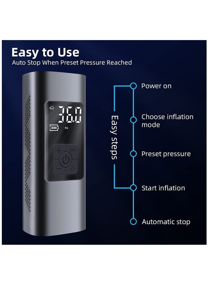 Arabest - Portable Air Pump 150PSI  Air Compressor Tire Inflator Wireless Pump with Pressure Gauge for Car/Bike/Motorcycle/Ball - Image 1