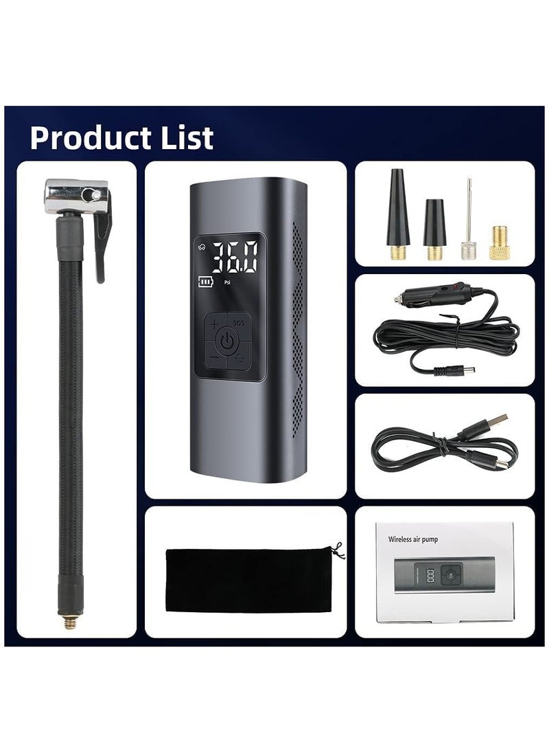 Arabest - Portable Air Pump 150PSI  Air Compressor Tire Inflator Wireless Pump with Pressure Gauge for Car/Bike/Motorcycle/Ball - Image 1