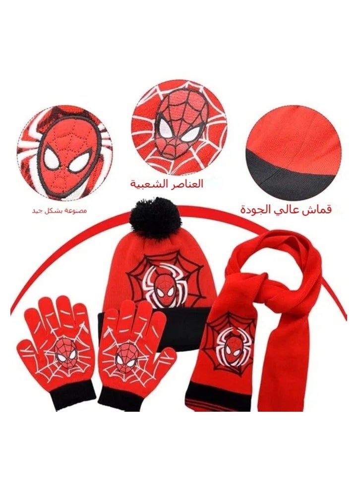 General Supperhero Kids Hats Scarf & Gloves Set, Spider Winter Warm Beanie, Kids Scarf Hats Kids Knit Set Suitable for boys aged 2-8 years  - Image 5