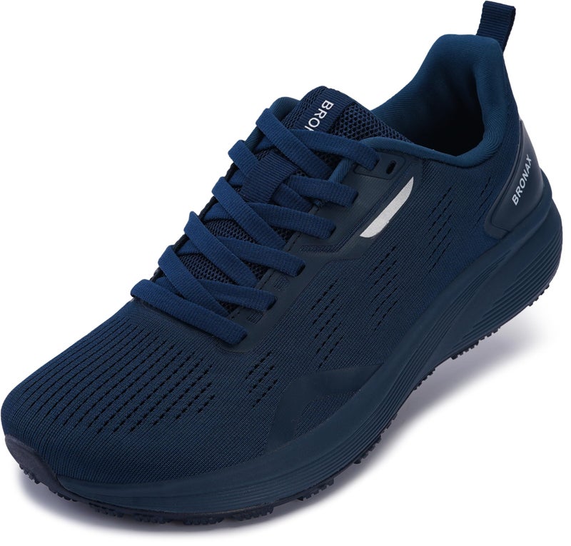 BRONAX Wide Toe Box Running Shoes Breathable Mesh Training Walking Size 12w Athletics Sports Wide Width Male Sneakers Comfy Natural Foot Shape Jogging Zapatos De Hombre Dark Bule 46