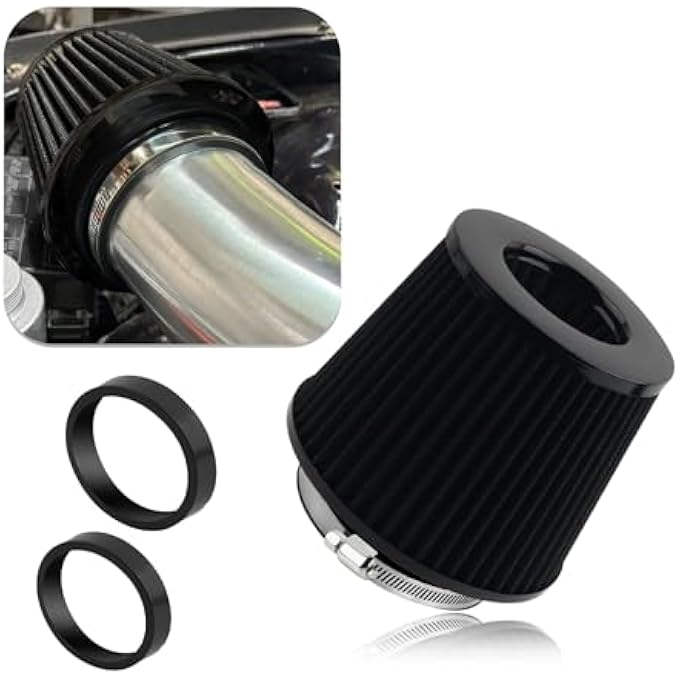 CXCCOI Cold Air Intake Filter with 76,89,102mm Adapter Ring,Round Cone Air Filter for Enhanced Engine Power,High-Performance Cold Air Intake Kit for Most Vehicles - Image 1