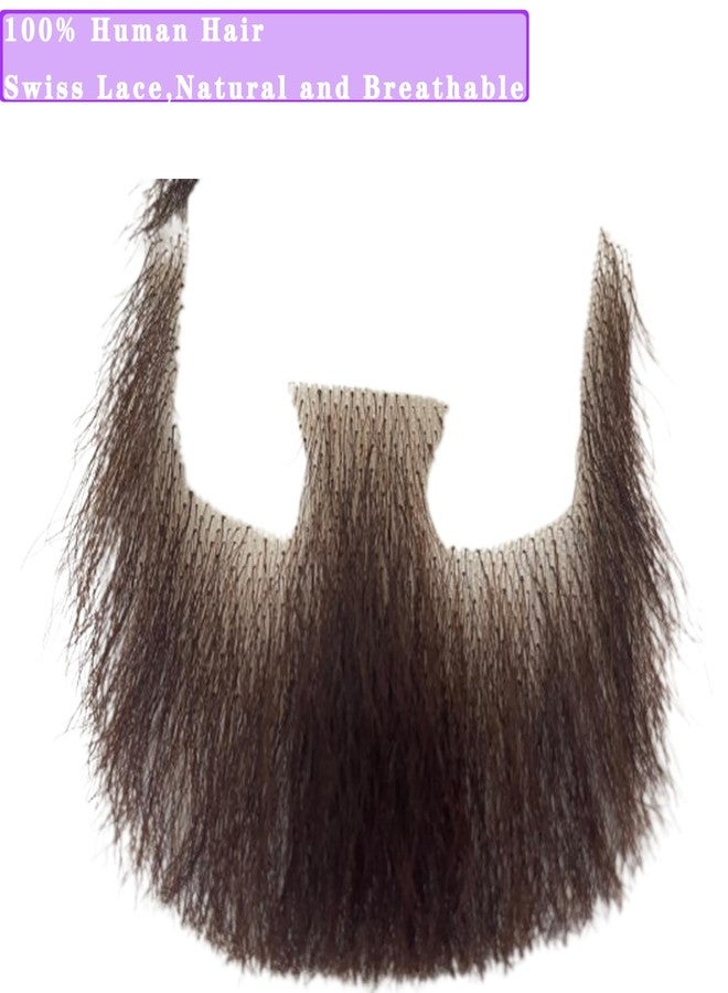 Voloria Volora Fake Beard Realistic Human Hair Full Hand Tied Facial Hair False Beards Lace Invisible Fake Face Mustache for Party Movie Makeup Halloween Cosplay Costume Party (Style-1, Brown) - Image 5
