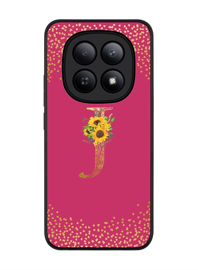 For Xiaomi Redmi Note 15 5G / Poco M8 Case,Slim fit Camera Protection, Shockproof Thin Phone cover  - Custom Floral Monogram - J ( Deep Pink )
