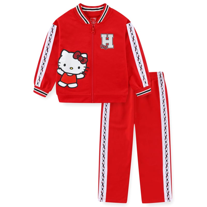 Hello Kitty Sanrio Girls Zip Up Jacket and Pants Set for Big Kids, Red, 6 - Image 1