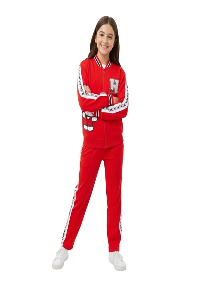 Hello Kitty Sanrio Girls Zip Up Jacket and Pants Set for Big Kids, Red, 6 - Image 5