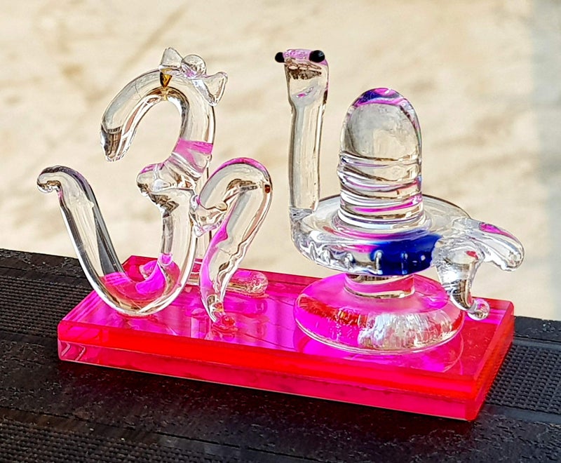 eSplanade Om with Shivling Showpiece Figurine Murti Idol Statue Sculpture (2") Crystal Glass - Image 4
