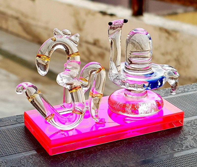eSplanade Om with Shivling Showpiece Figurine Murti Idol Statue Sculpture (2") Crystal Glass - Image 3