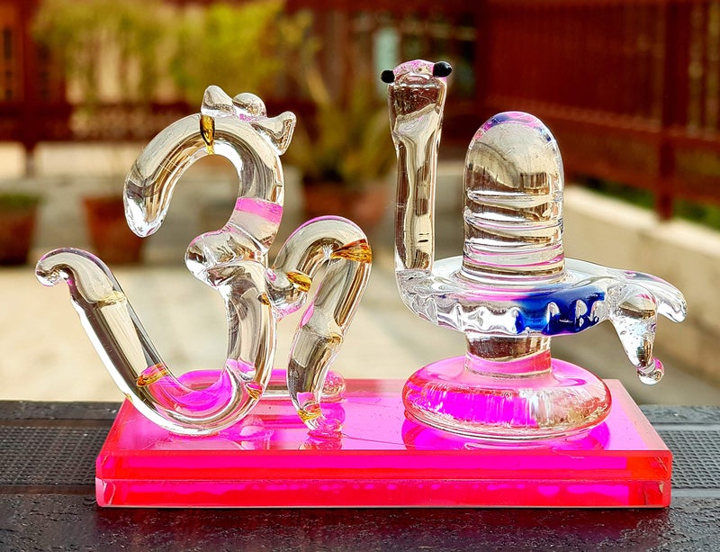 eSplanade Om with Shivling Showpiece Figurine Murti Idol Statue Sculpture (2") Crystal Glass - Image 5