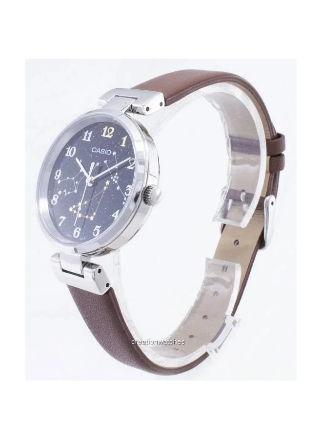 CASIO Women's Women's Analog Display Watch With Brown Leather Strap - LTP-E12L-5A2DR