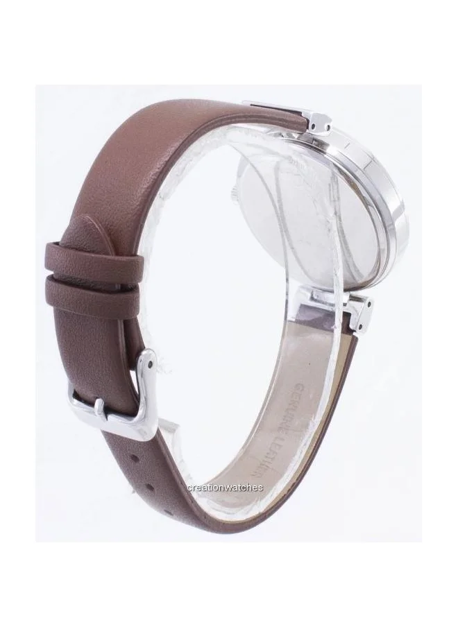 CASIO Women's Analog Display Watch With Brown Leather Strap - LTP-E12L-5A2DR