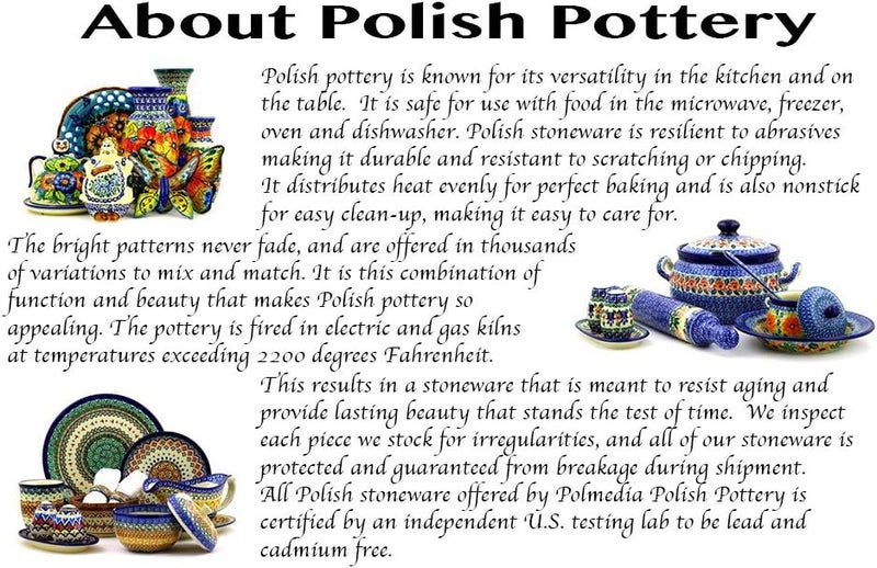 Polmedia Polish Pottery وعاء خزف بولندي 6 بوصة زهور الذرة فراشة - Image 5