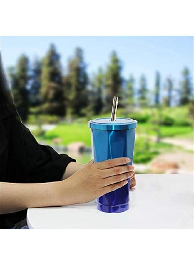 HOOKOR 500ml Stainless Steel Travel Tumbler with Leakproof Lid and Straw, Vacuum Insulated Coffee Cup for Hot or Cold Drinks, Reusable Office and Car Mug (Black & Blue)  - Image 5