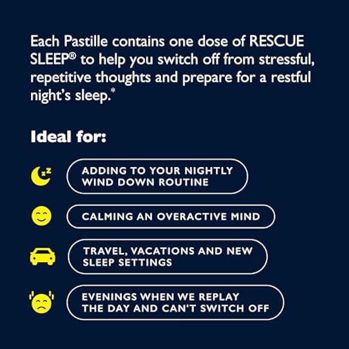 RESCUE Bach Sleep PASTILLES, Black Currant Flavor, Sleep Aid Lozenges, No Melatonin, Homeopathic, Flower Essences, 35 Count - Image 4