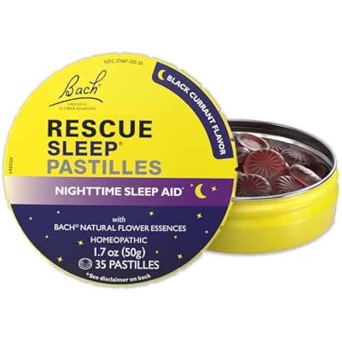 RESCUE Bach Sleep PASTILLES, Black Currant Flavor, Sleep Aid Lozenges, No Melatonin, Homeopathic, Flower Essences, 35 Count - Image 1
