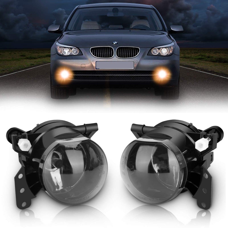 TangMiGe Fog Lights Lamps Assembly for 20032008 BMW 5 Series E60 E61 525i 525xi 530i 530xi 545i 550i 3 Series E46 325Ci 330Ci ConvertibleCoupe with Bulbs 9006 12V 55W 1 Pair Smoke Lens