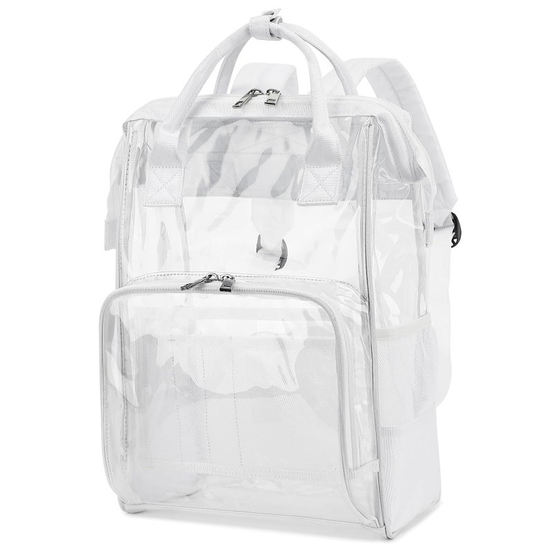Yusudan Heavy Duty Clear Backpack for Men Women School Bag Bookbag PVC Plastic Transparent Backpacks for Boys Girls White - Image 2