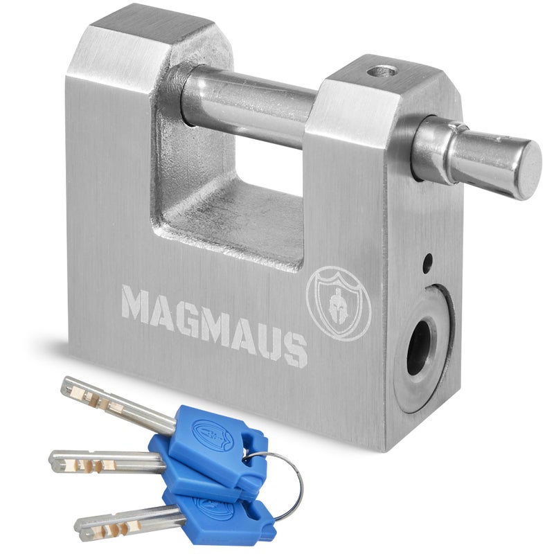 MagmausÂ® RTL50 [Armoured] High Security Padlock â€“ Heavy Duty Gate Lock - 0.43â€ (11mm) Shackle Clearance & 0.31â€ Thick Bolt â€“ Weatherproof Outdoor Lock for Storage Units, Sheds & Fences â€“ 3 Keys - Image 1