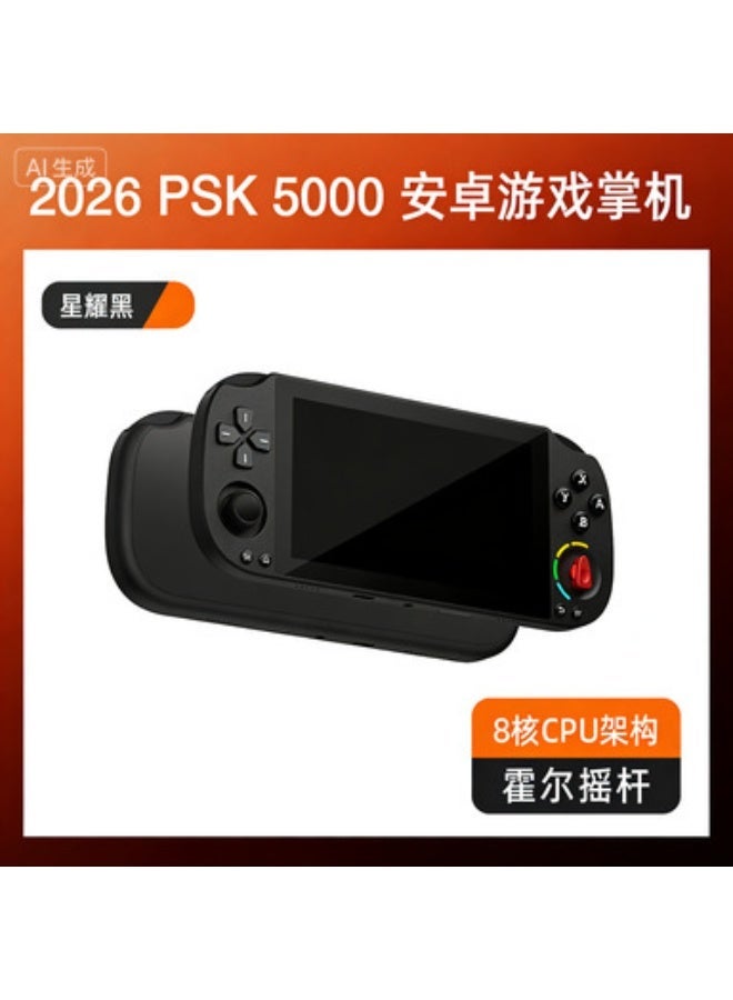 جيب جهاز ألعاب محمول جديد كليًا، Android PSK5000، مفتوح المصدر، مزود بشاشة محمولة قياس 5 بوصات عالية الدقة، وحدة تحكم ألعاب أركيد محمولة، واي فاي 2.4G/5G وبلوتوث 5.0، بث الألعاب عبر السحابة/عن بُعد لجهاز Xbox/PS (أسود) - Image 1