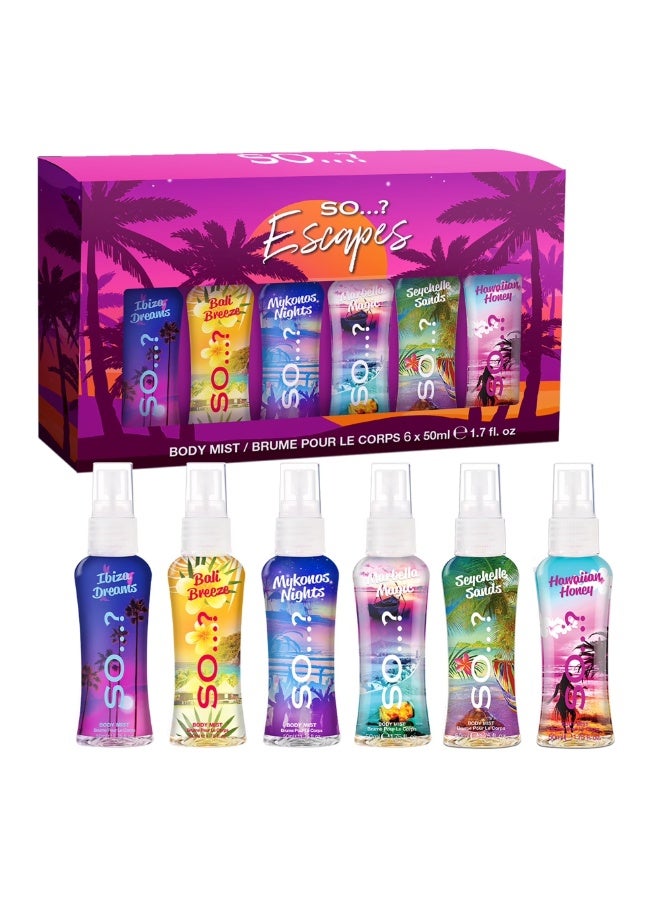 So..? Escapes Body Mist Set, Body Spray for Women, 6 Pc Fragrance Gift Set - Image 1