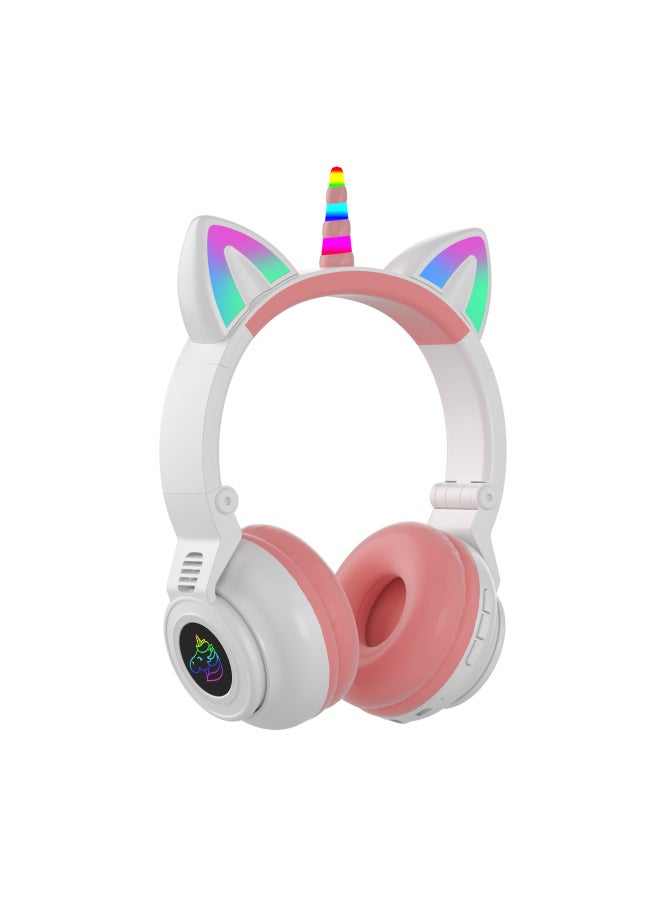 Generic 2021 Head-mounted Unicorn Cartoon LED Luminous Stereo Bluetooth Card Headset STN-27-Color:Blue  - Image 3