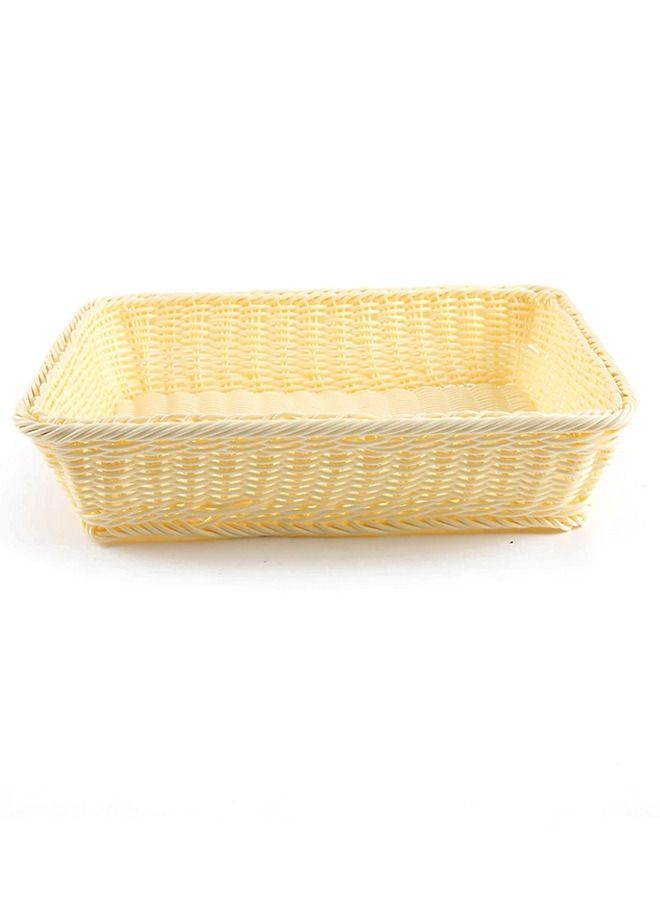 fashionhome 1-Piece Handmade Bamboo Rattan Rectangular Fruit Basket Food Storage Bowls Service Tray Kitchen Organizer 40x30x10cm - Image 3