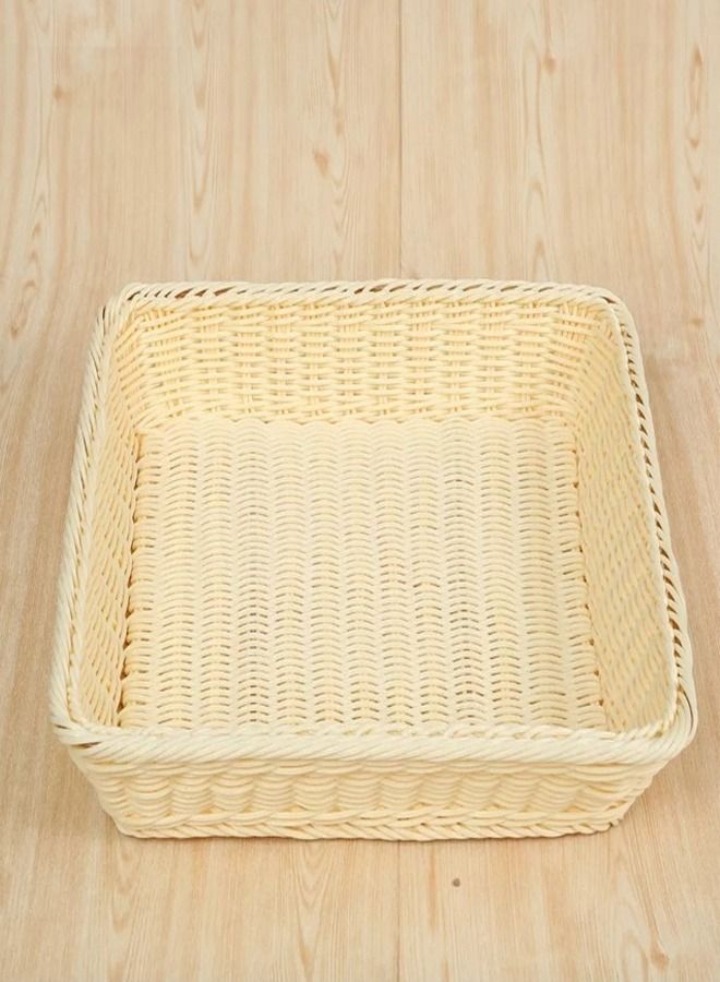 fashionhome 1-Piece Handmade Bamboo Rattan Rectangular Fruit Basket Food Storage Bowls Service Tray Kitchen Organizer 40x30x10cm - Image 1