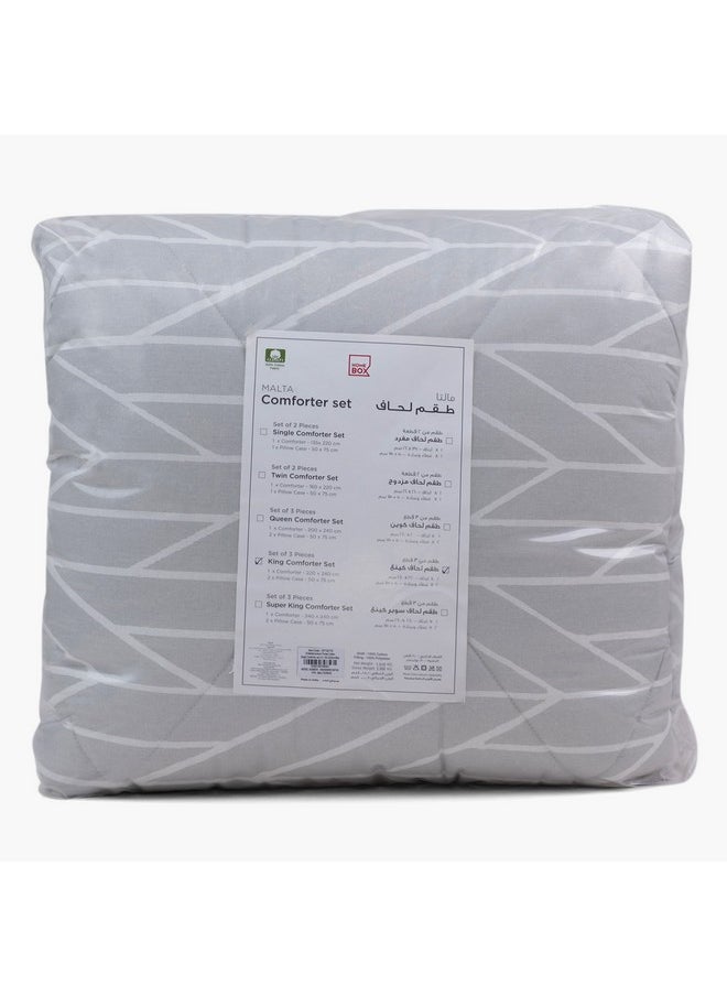 Home Box Malta Centrum 3-Piece Printed Cotton King Comforter Set 240 x 220 cm  - Image 5