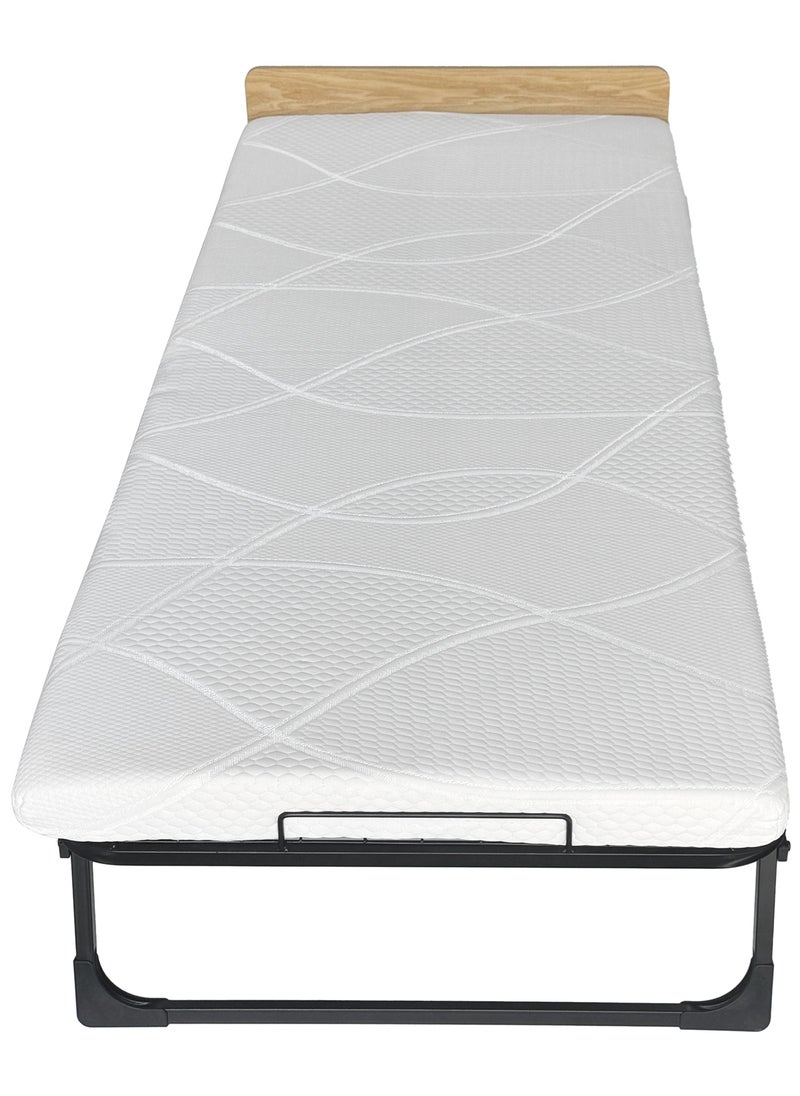 RENOVO Folding Bed Size 190*78*30cm with 7cm Memory Foam Mattress Included, Rollaway Bed for Guest, Space-Saving Portable Foldable Bed with Headboard, Black  - Image 5