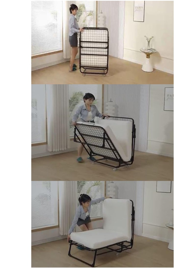 Folding Bed Size 190*78*30cm with 7cm Memory Foam Mattress Included, Rollaway Bed for Guest, Space-Saving Portable Foldable Bed with Headboard, Black