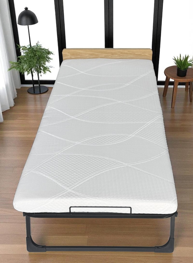 RENOVO Folding Bed Size 190*78*30cm with 7cm Memory Foam Mattress Included, Rollaway Bed for Guest, Space-Saving Portable Foldable Bed with Headboard, Black  - Image 5