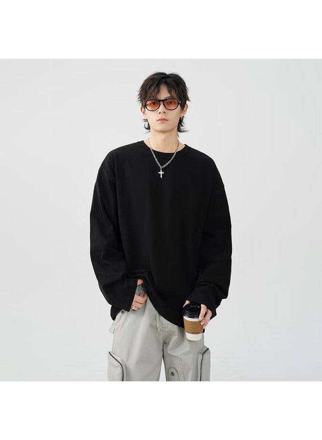 Izexx Men's Long-sleeve T-shirt, Autumn Breathable Round Neck Solid Color Casual Versatile Top, Inner Layer Undershirt Lz01 White 3XL - Image 2