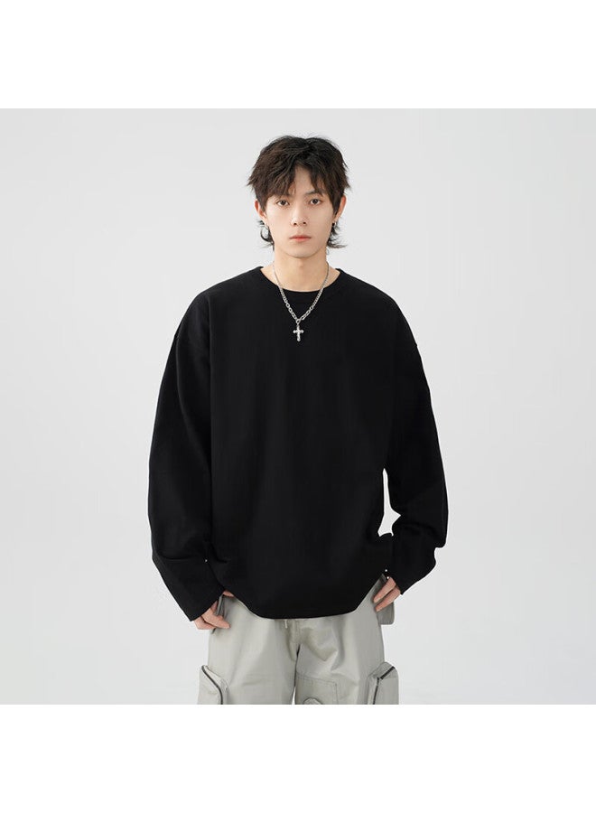 Izexx Men's Long-sleeve T-shirt, Autumn Breathable Round Neck Solid Color Casual Versatile Top, Inner Layer Undershirt Lz01 White 3XL - Image 3