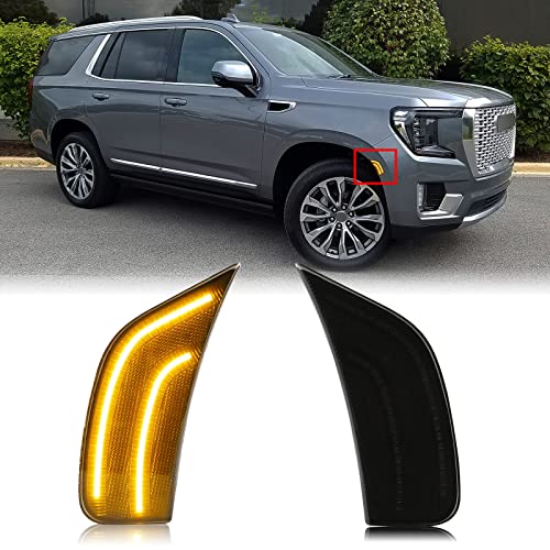 Mynoway Smoked Lens LED Side Marker Light Compatible with 2021-2024 Yukon/Tahoe/Yukon Denali/Yukon XL/Escalade/Suburban/Escalade ESV Driver Passenger Sidemarkers Lamp Orange Front Turn Singal Lights - Image 1
