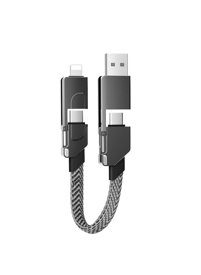 USB C Cable 60W, Fast Charging Data Sync, 4 in 1 Multi Charging Cable, Zinc Alloy Magnetic Keychain Charger Cord,Flat Braided Anti-Tangle Charger Cord Combo Lightning/Type C/USB A Ports 【5ft】  - Image 1