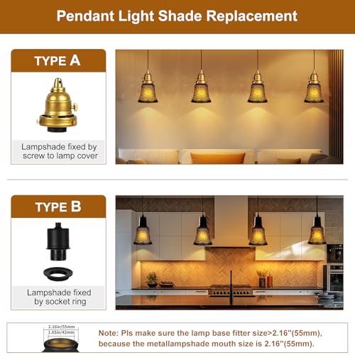 ALUCSET Ceiling Fan Replacement Globes, 4 Pack Chrysanthemum Pattern Fixture Replacement Globes Shades with 1-5/8" Fitter, ALUCSET 4.5" Height and 4-3/4" Diameter, Metal Cover for Pendant Lamp Wall Lamp - Image 5