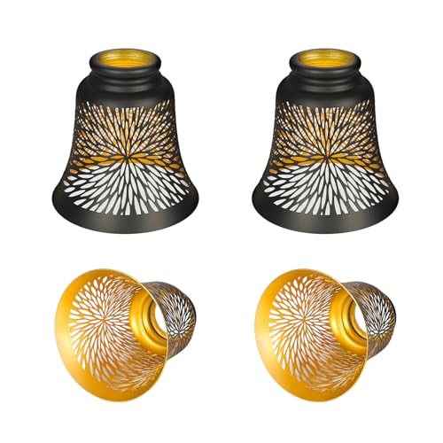 ALUCSET Ceiling Fan Replacement Globes, 4 Pack Chrysanthemum Pattern Fixture Replacement Globes Shades with 1-5/8" Fitter, ALUCSET 4.5" Height and 4-3/4" Diameter, Metal Cover for Pendant Lamp Wall Lamp - Image 1