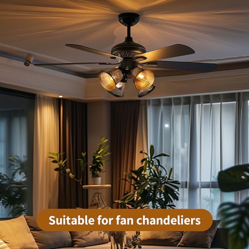 ALUCSET Ceiling Fan Replacement Globes, 4 Pack Chrysanthemum Pattern Fixture Replacement Globes Shades with 1-5/8" Fitter, ALUCSET 4.5" Height and 4-3/4" Diameter, Metal Cover for Pendant Lamp Wall Lamp - Image 2