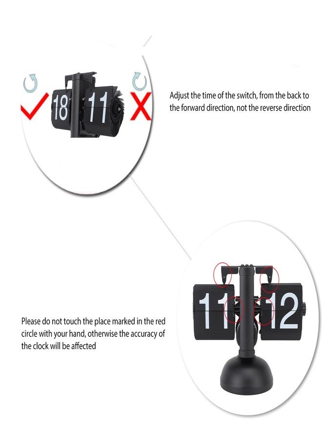 Bewinner Retro Digital Flip Down Clock, Mechanical Auto Flip Desk Clock Large Number, 24 Hours Vintage Table Clock for Home Office Christmas Decor (All Black) - Image 5