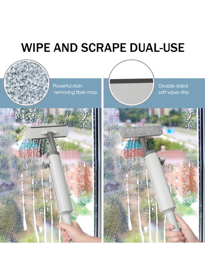 3-in-1 Multifunctional Mop with 360°Swivel Head, Wet Dry Dual-Use Floor Cleaner for Hardwood/ Tile /Glass, Self-Wringing Push-Pull Design with 2 Reusable Microfiber Pads (SOB-PT37-03) - Image 2