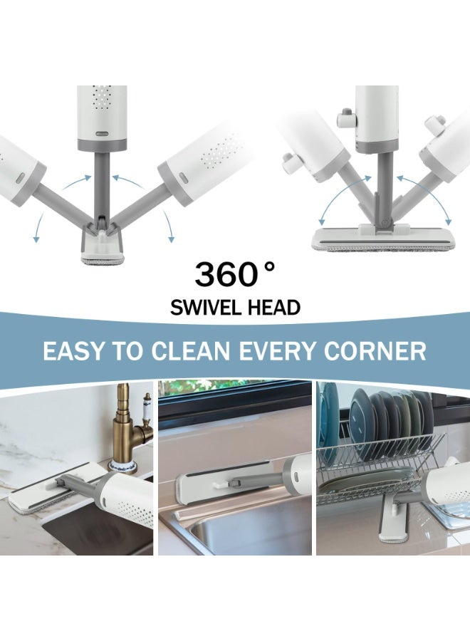 3-in-1 Multifunctional Mop with 360°Swivel Head, Wet Dry Dual-Use Floor Cleaner for Hardwood/ Tile /Glass, Self-Wringing Push-Pull Design with 2 Reusable Microfiber Pads (SOB-PT37-03) - Image 5