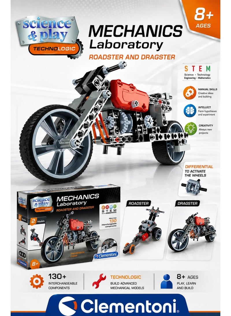 Clementoni Dragster Motorcycles and Cars Model is an educational game that helps focus, creativity and enjoyment. - Image 1